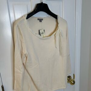 Ann Taylor Cream 3/4 Sleeve Sweater with Scoop Neck